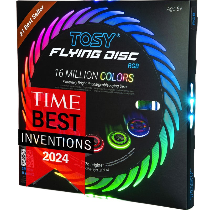 TOSY Flying Disc - 16 Million Color RGB or 36 LEDs  Extremely Bright  Smart Modes  Auto Light Up  Rechargeable  Easter  Birthday & Camping Gift for Men/Boys/Girls/Teens/Kids  175g - Image 1